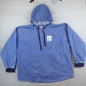Walt Disney World Spirit Jersey Blue Denim Hooded Pullover Adult Sz XXL Chambray
